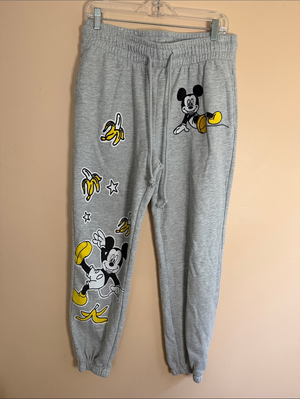Disney Gray Sweatpants with Mickey Mouse and Yellow Accents